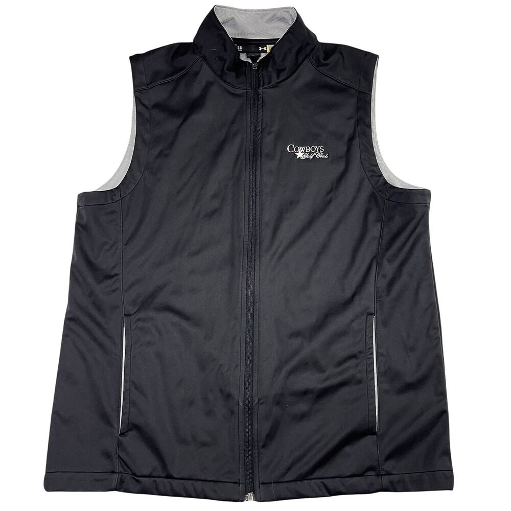 Dallas Cowboys Golf Vest Men Size L Loose Black Fit Full Zip Under Armour Active